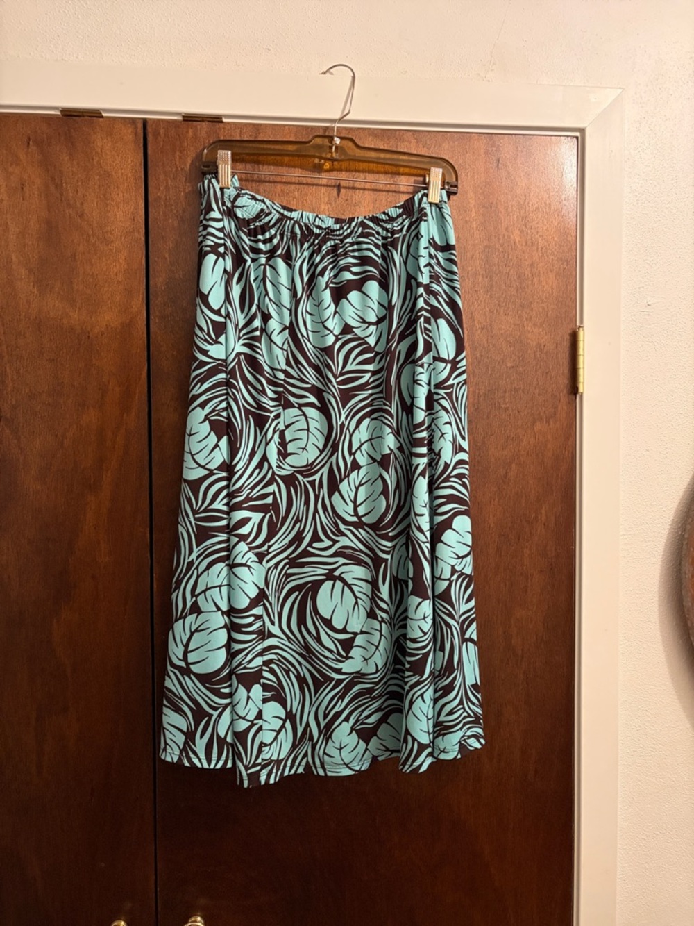 Cato Black and Aqua Floral Midi Skirt